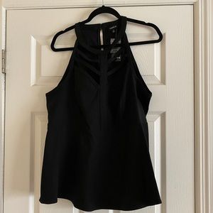 NWT Torrid 2 Black Bengaline Peplum Sleeveless Top